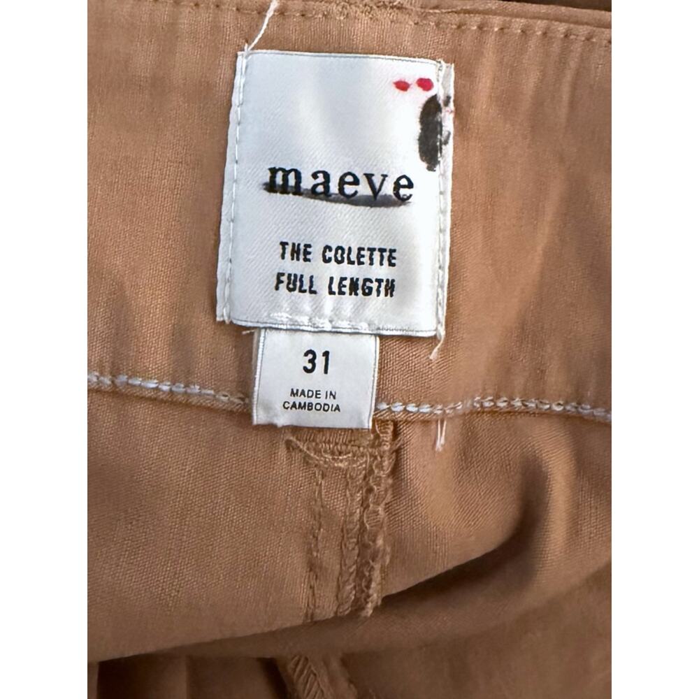 Maeve The Colette Full-Length Wide-Leg Pant Womens 31 Tan Camel Linen-Blend NEW - Picture 4 of 6